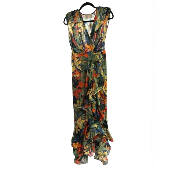 NWT Bronx and Banco Tropics Ruffle Wrap Maxi Dress - Picture 3 of 9